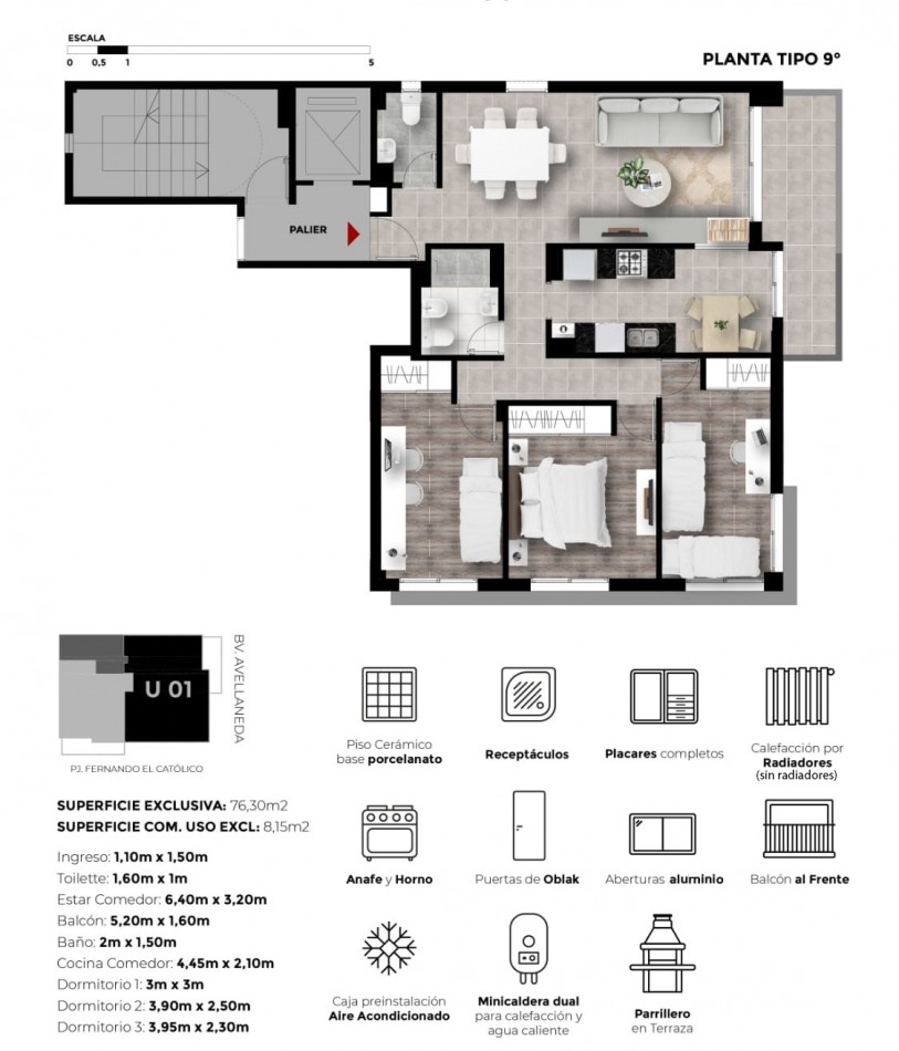 RETASADA - VENTA DEPARTAMENTO 3 DORMITORIOS ECHESORTU AVELLANEDA 960 CON COCHERA Y TERRAZA EXCLUSIVA