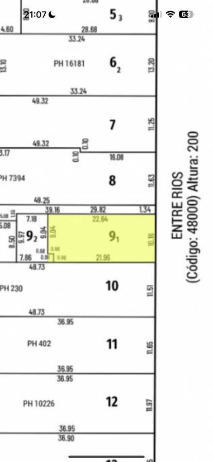 TERRENO ENTRE RIOS 254, APTO EDIFICIO PLANTA BAJA + 8 PISOS. FRENTE ESTE. 230M2. SOLO CONTADO