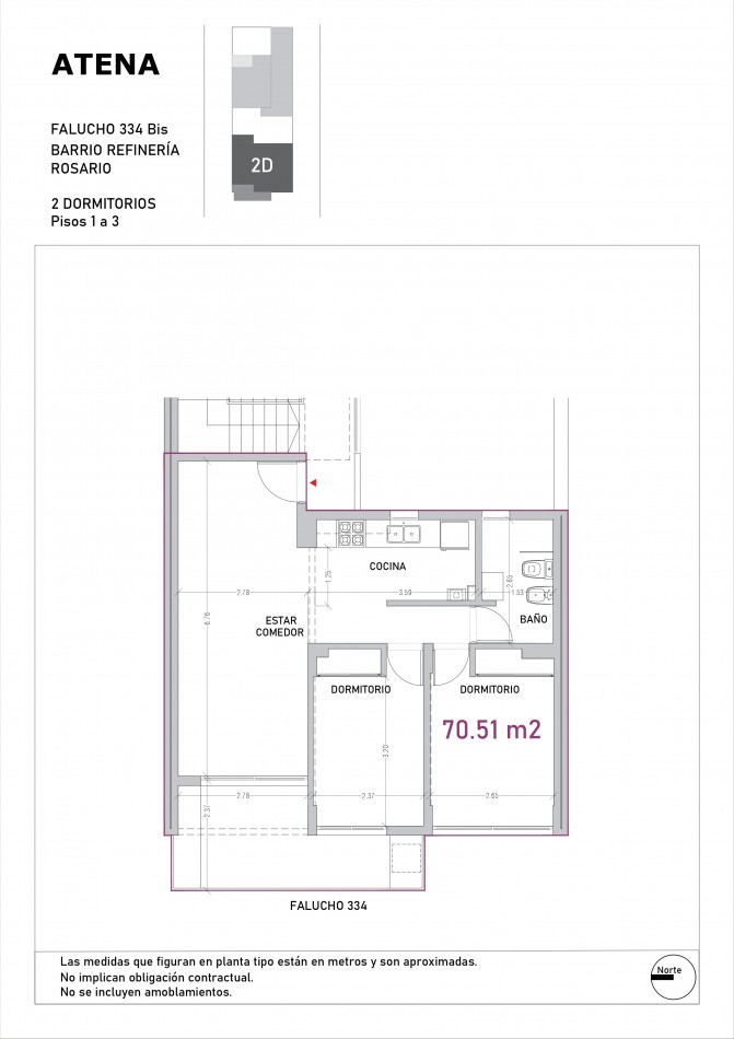 Departamento 2 dormitorios, piso 2 al frente con balcon y COCHERA en Refineria. Opcion 3er piso con terraza exclusiva de 50m2 US$ 134.000